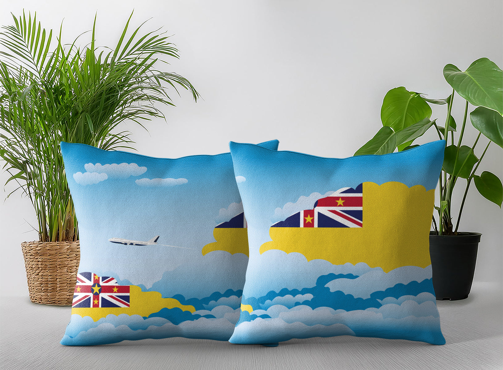 Niue Day Clouds Pillow Case and Pillow Throw