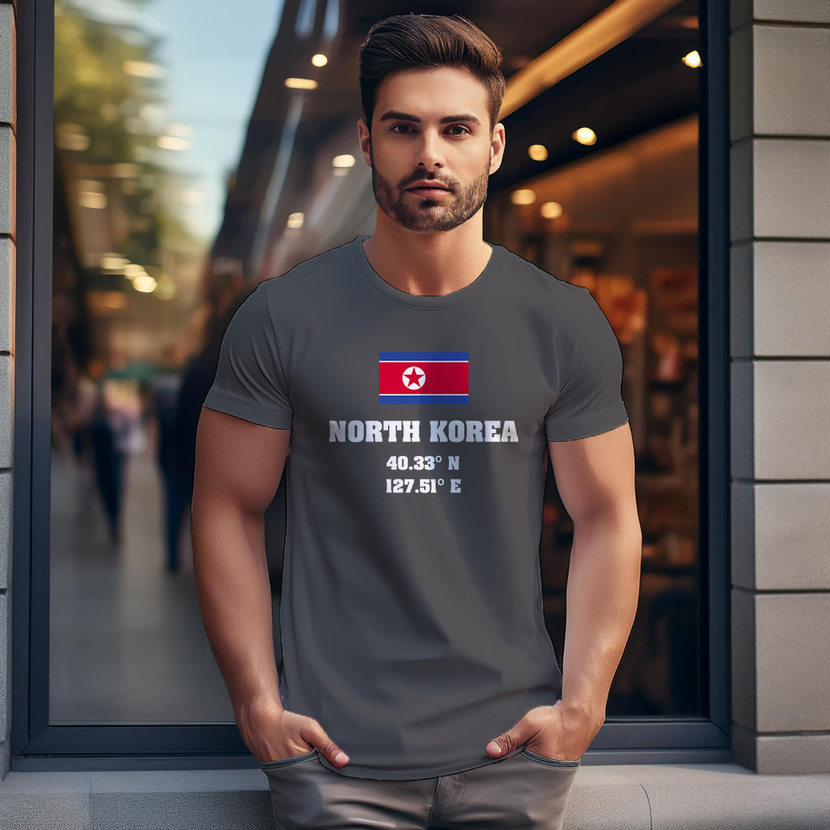 North Korea Latitude Longitude Men Unisex T-Shirt