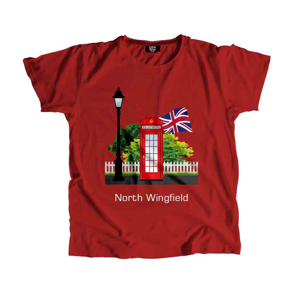 North Wingfield Red Telephone Box Men Unisex T-Shirt