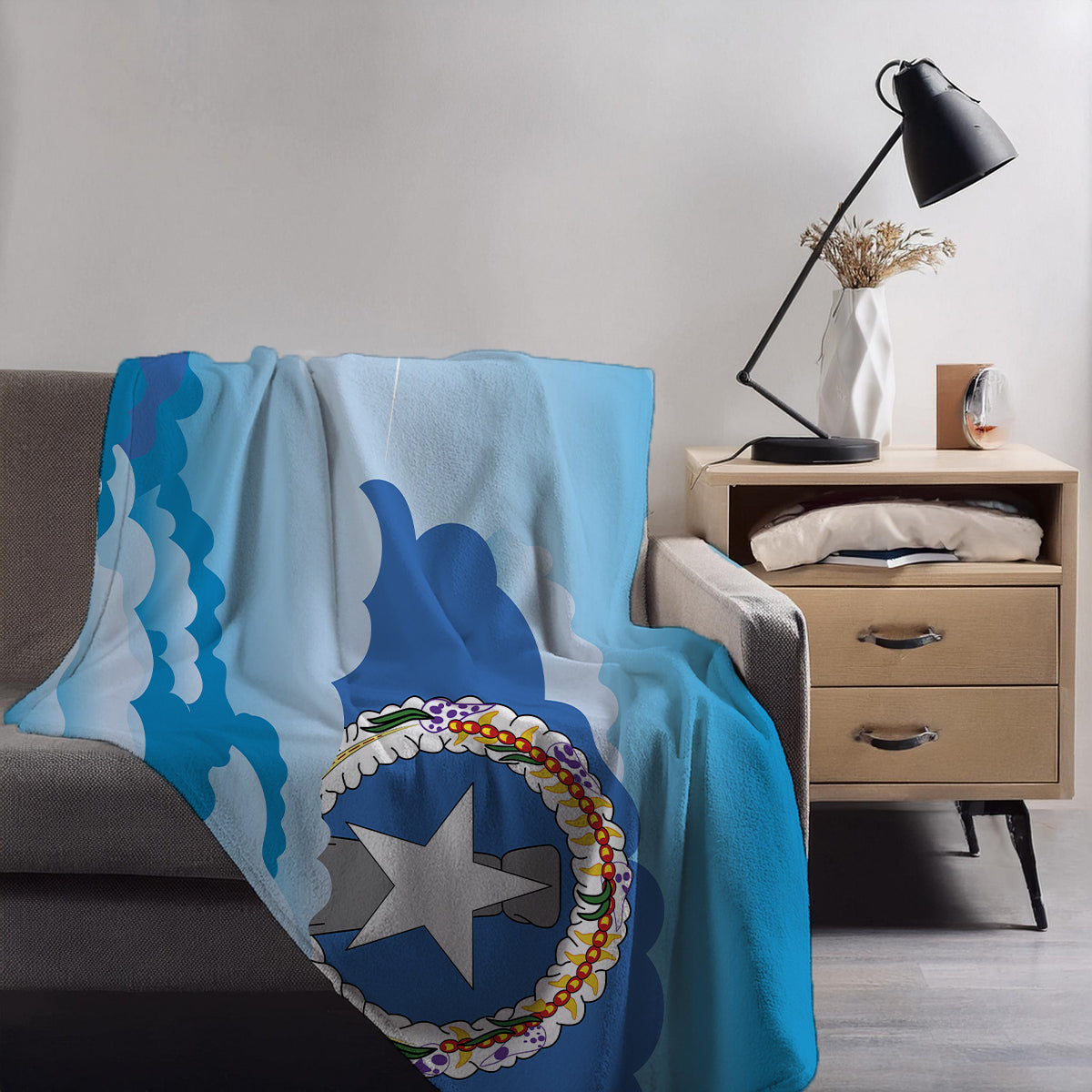 Northern Mariana Islands Day Clouds Blanket Throw