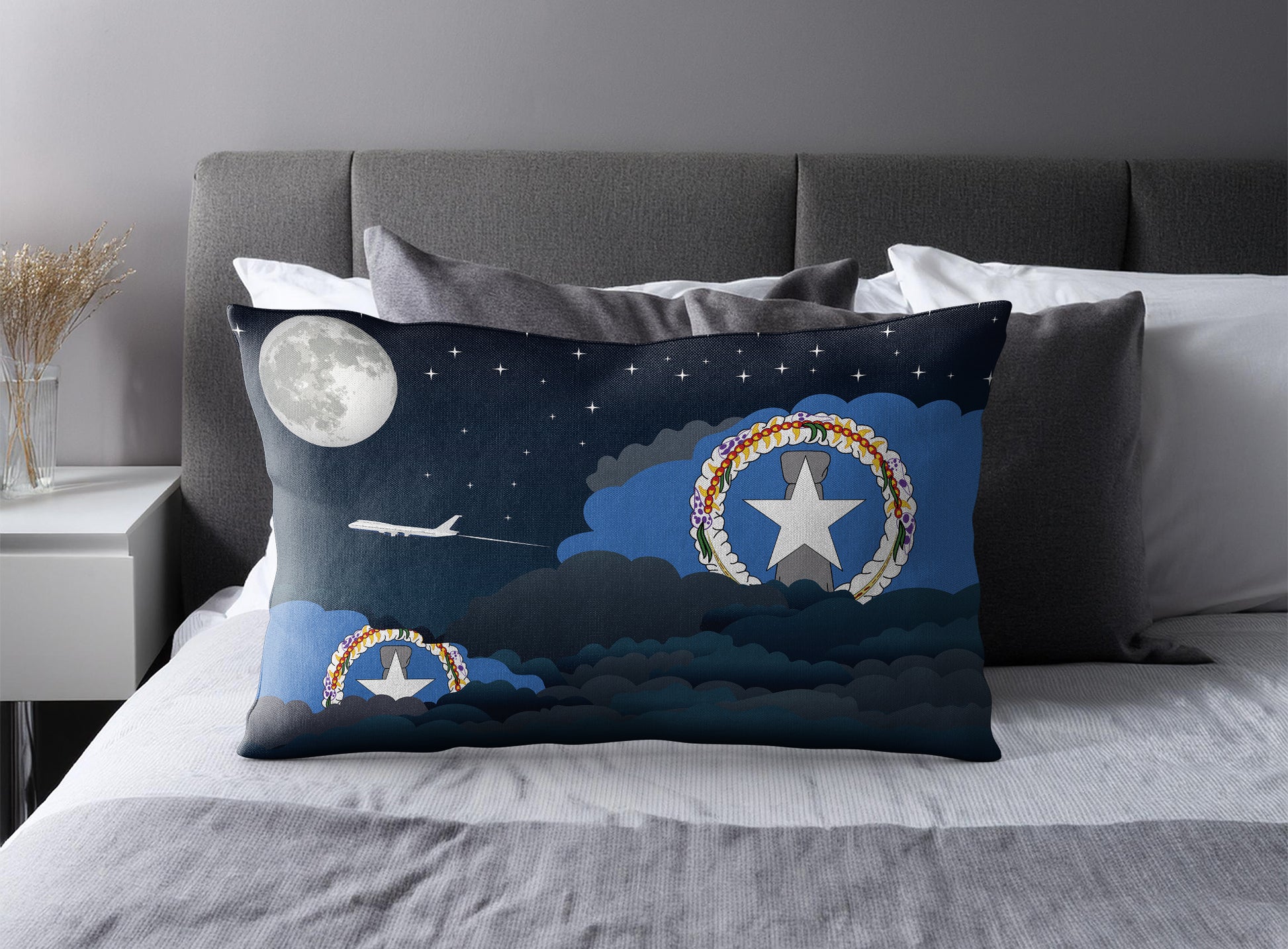 Northern Mariana Islands Night Clouds Pillow Case and Pillow Throw
