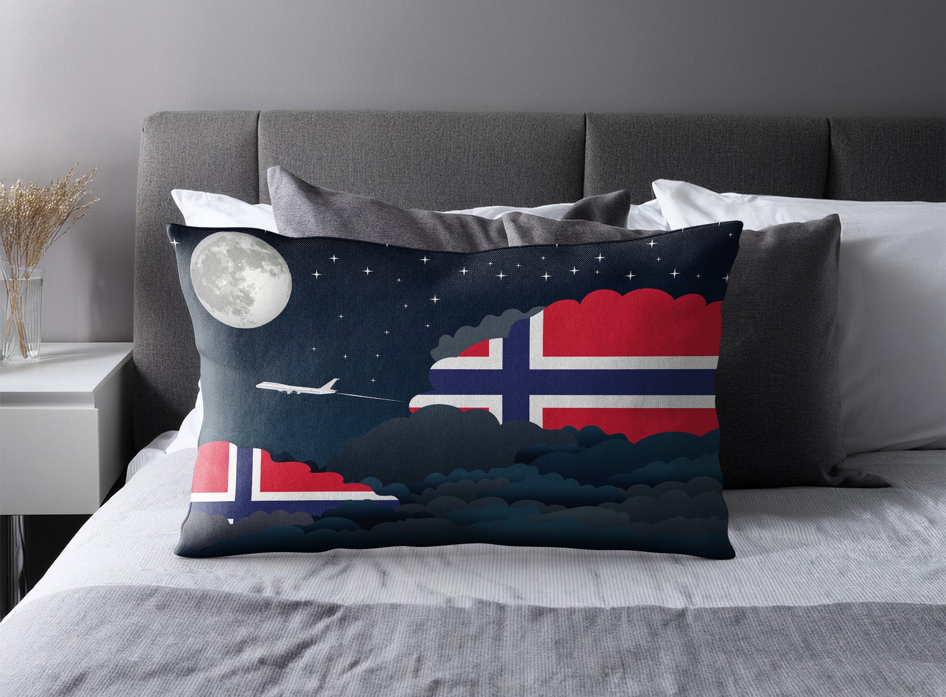 Norway Night Clouds Pillow Case and Pillow Throw