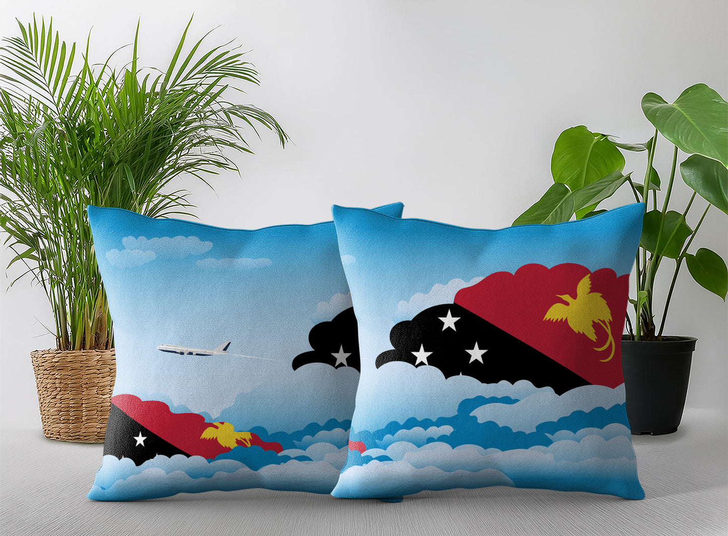 Papua New Guinea Day Clouds Pillow Case and Pillow Throw