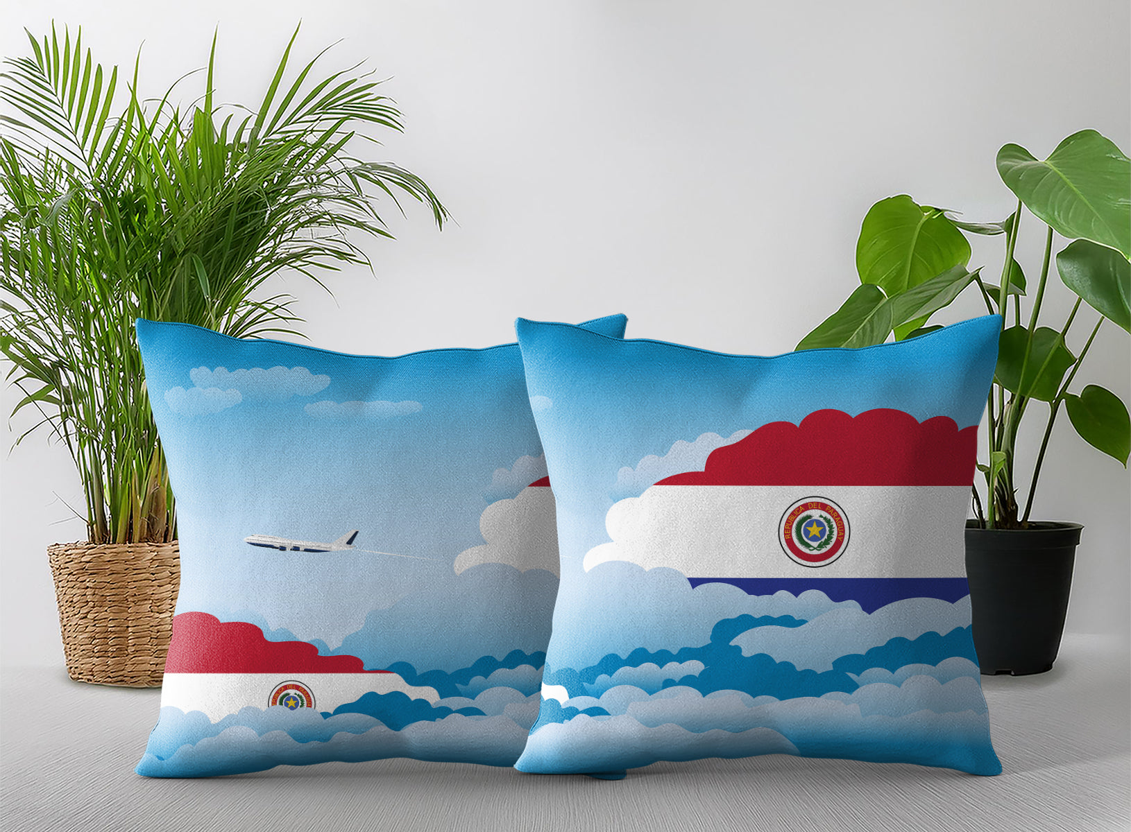 Paraguay Day Clouds Pillow Case and Pillow Throw