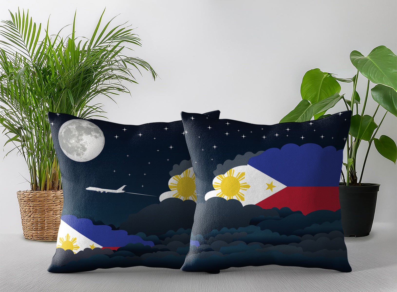 Philippines Night Clouds Pillow Case and Pillow Throw