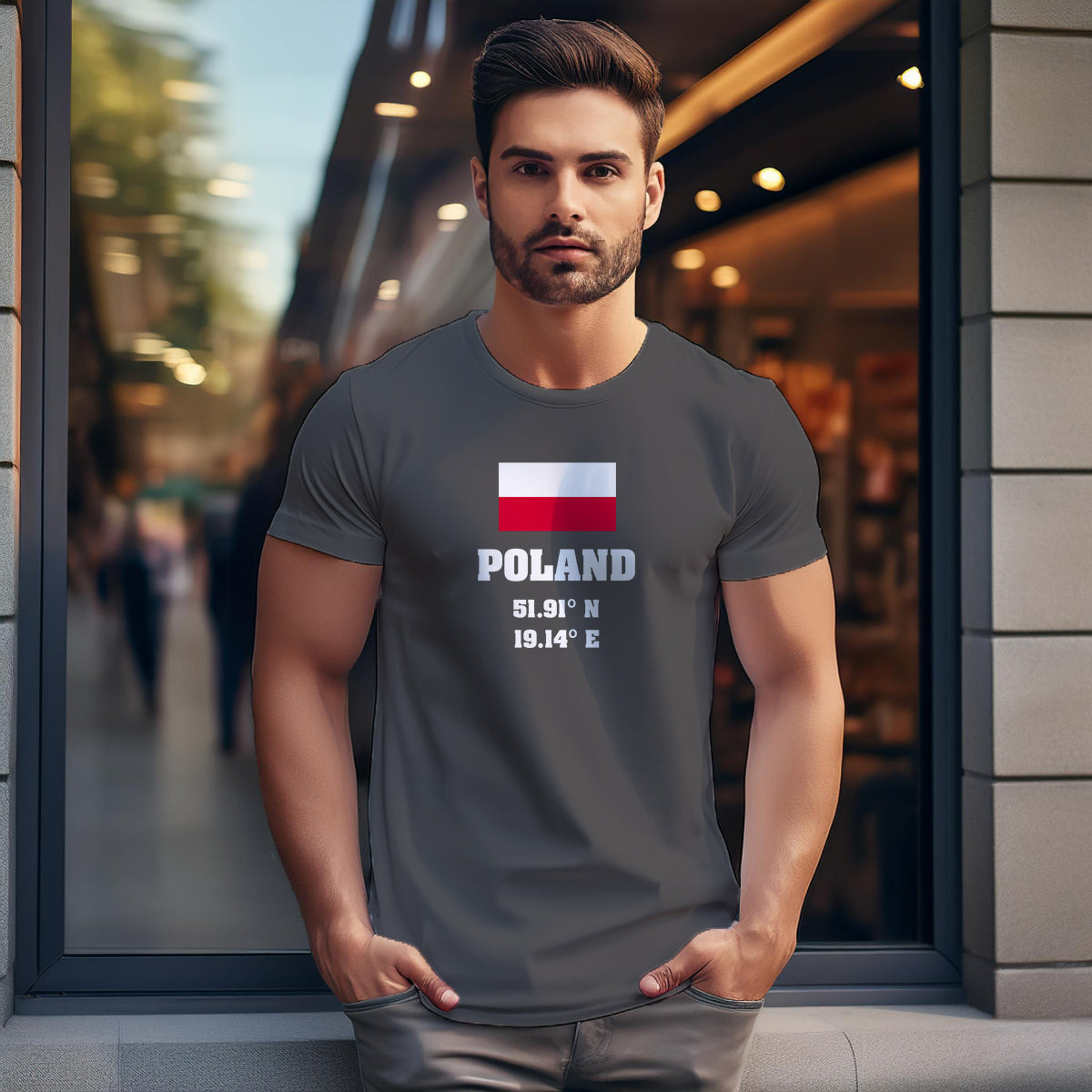 Poland Latitude Longitude Men Unisex T-Shirt