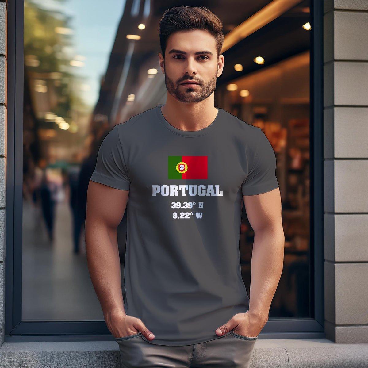 Portugal Latitude Longitude Men Unisex T-Shirt