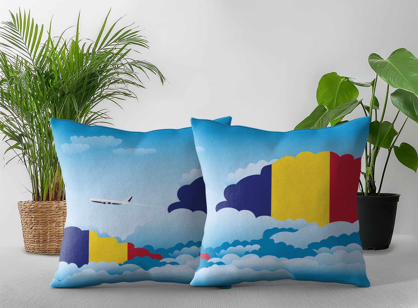 Romania Day Clouds Pillow Case and Pillow Throw