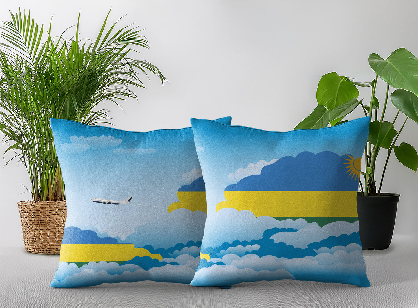 Rwanda Day Clouds Pillow Case and Pillow Throw