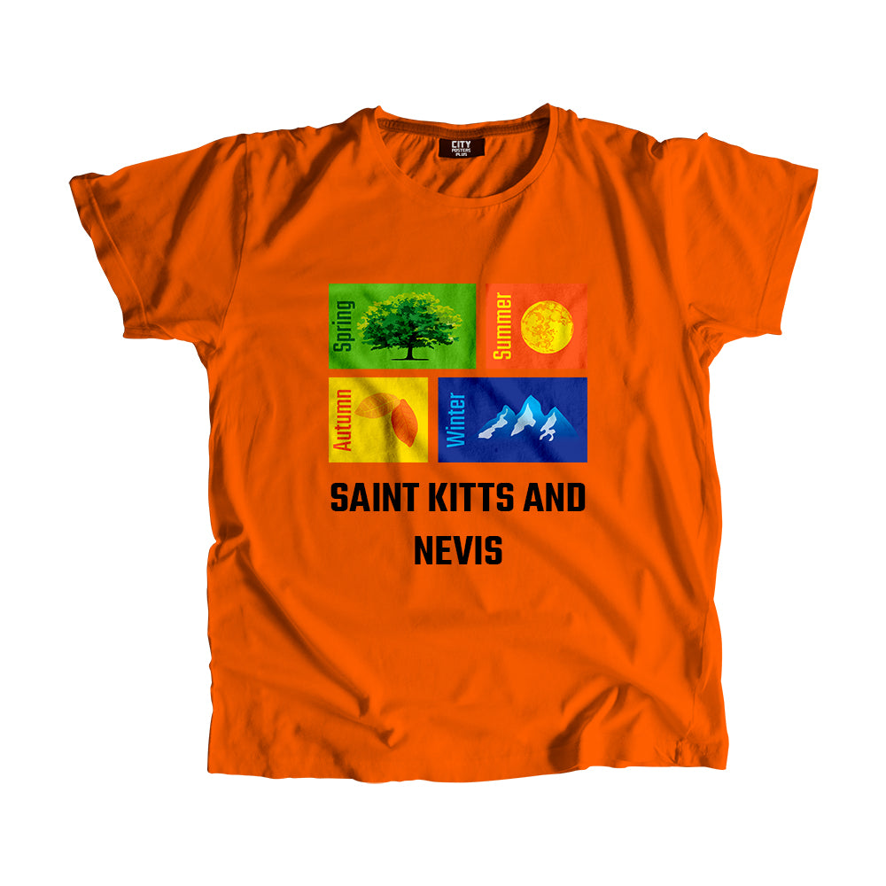 SAINT KITTS AND NEVIS Seasons Men Unisex T-Shirt (Orange)