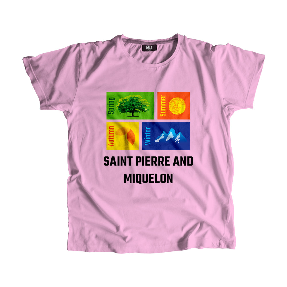 SAINT PIERRE AND MIQUELON Seasons Men Unisex T-Shirt (Liril Green)