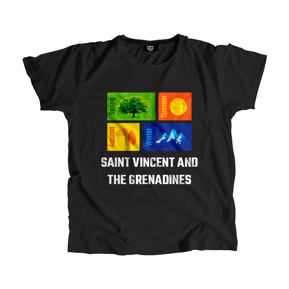 SAINT VINCENT AND THE GRENADINES Seasons Men Unisex T-Shirt (Black)
