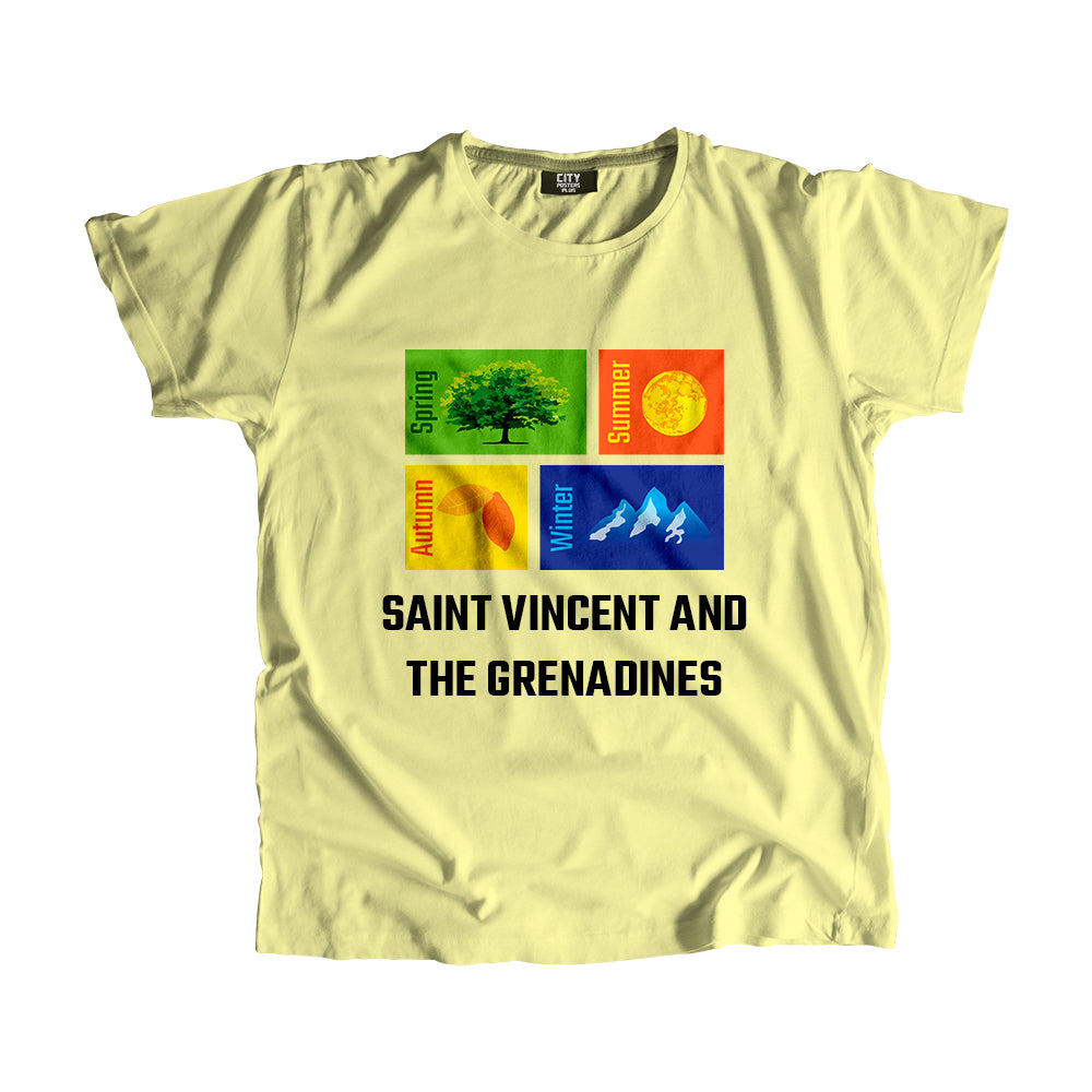 SAINT VINCENT AND THE GRENADINES Seasons Men Unisex T-Shirt (Butter Yellow)