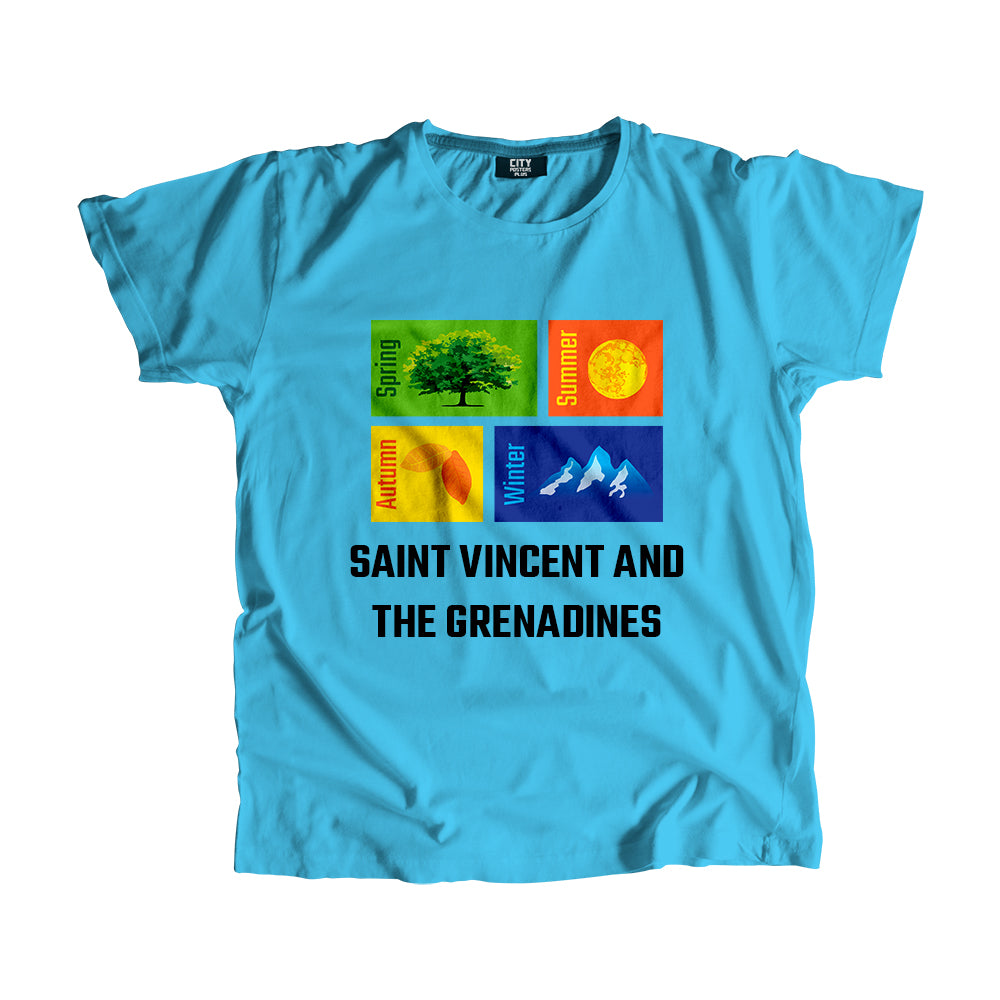 SAINT VINCENT AND THE GRENADINES Seasons Men Unisex T-Shirt (Sky Blue)