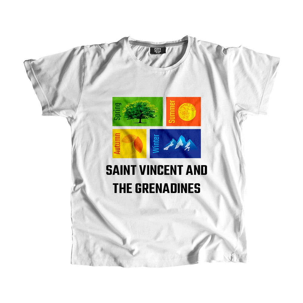 SAINT VINCENT AND THE GRENADINES Seasons Men Unisex T-Shirt (White)