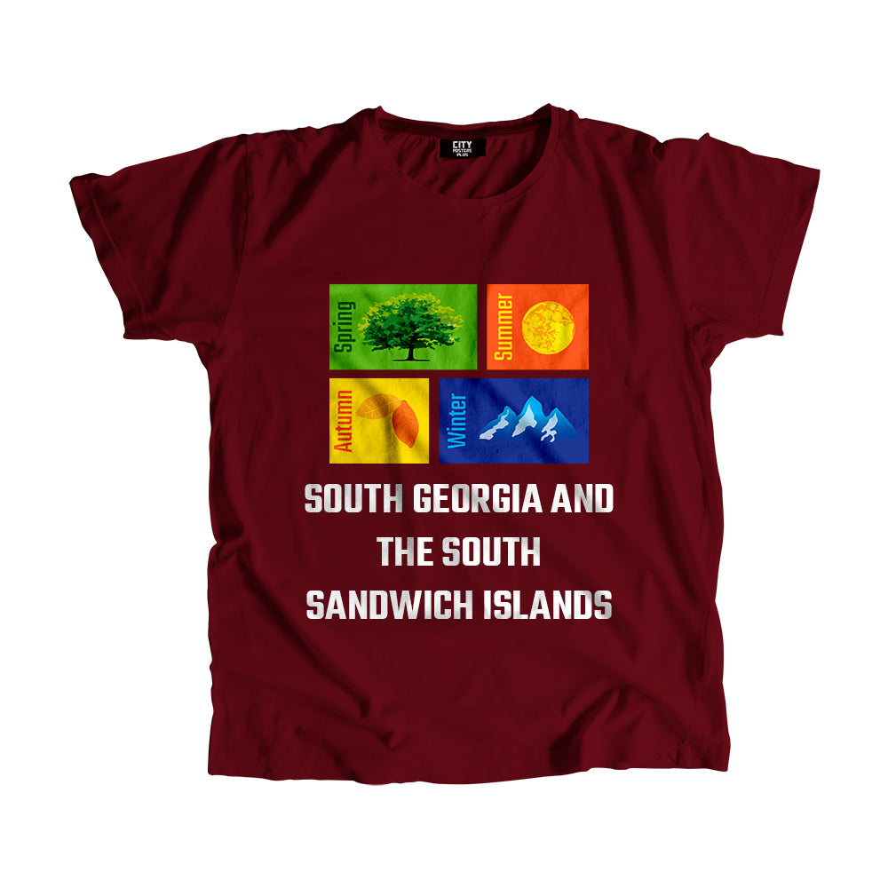 SOUTH GEORGIA AND THE SOUTH SANDWICH ISLANDS Seasons Men Unisex T-Shirt (Maroon)