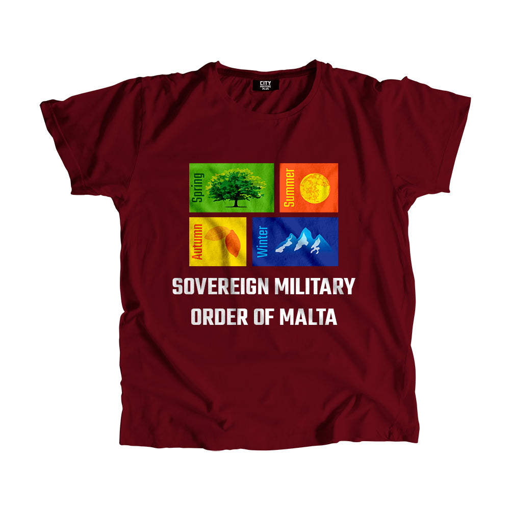 SOVEREIGN MILITARY ORDER OF MALTA Seasons Men Unisex T-Shirt (Maroon)