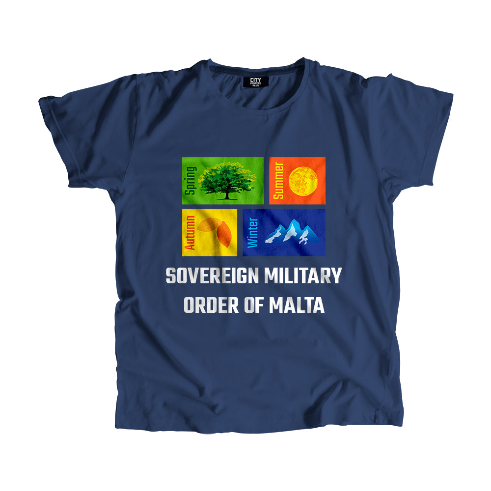 SOVEREIGN MILITARY ORDER OF MALTA Seasons Men Unisex T-Shirt (Navy Blue)
