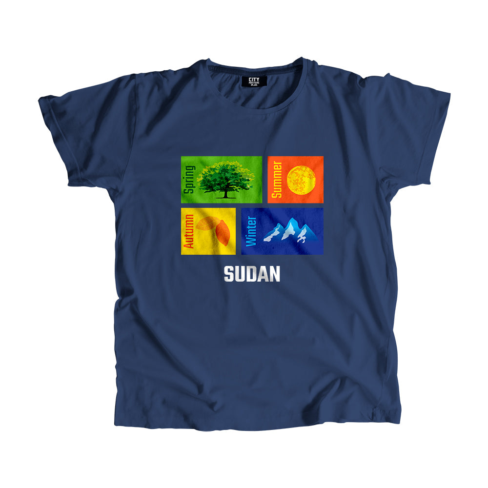 SUDAN Seasons Men Unisex T-Shirt (Navy Blue)