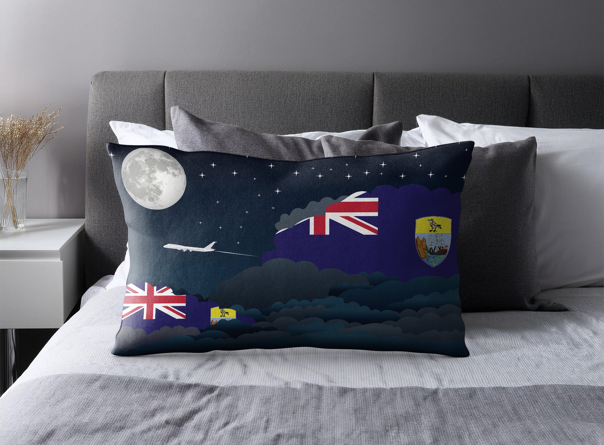 Saint Helena Night Clouds Pillow Case and Pillow Throw