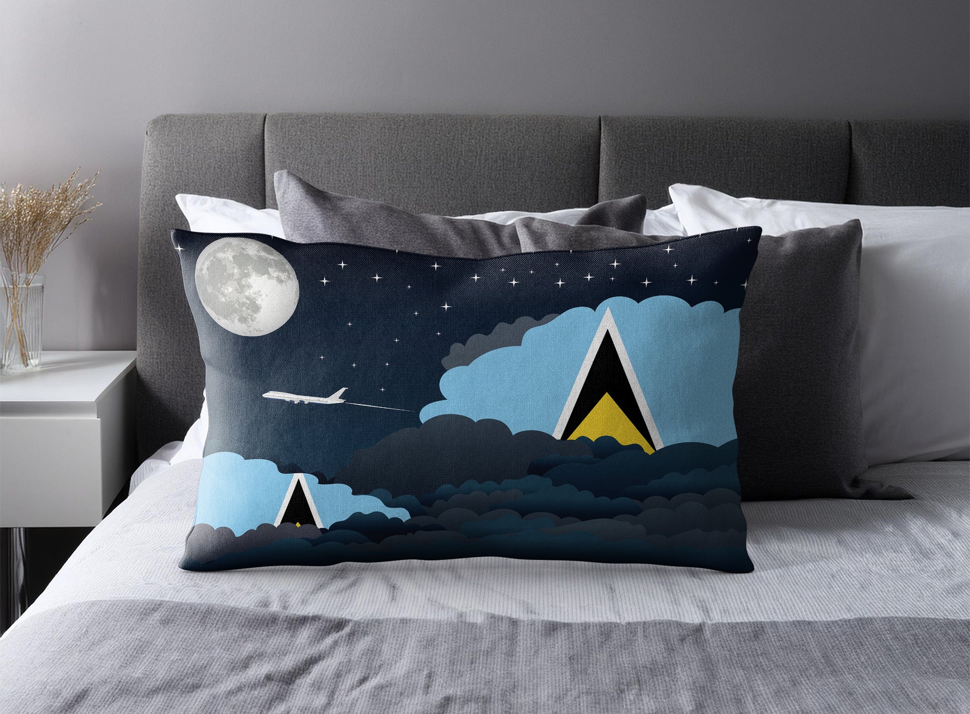 Saint Lucia Night Clouds Pillow Case and Pillow Throw