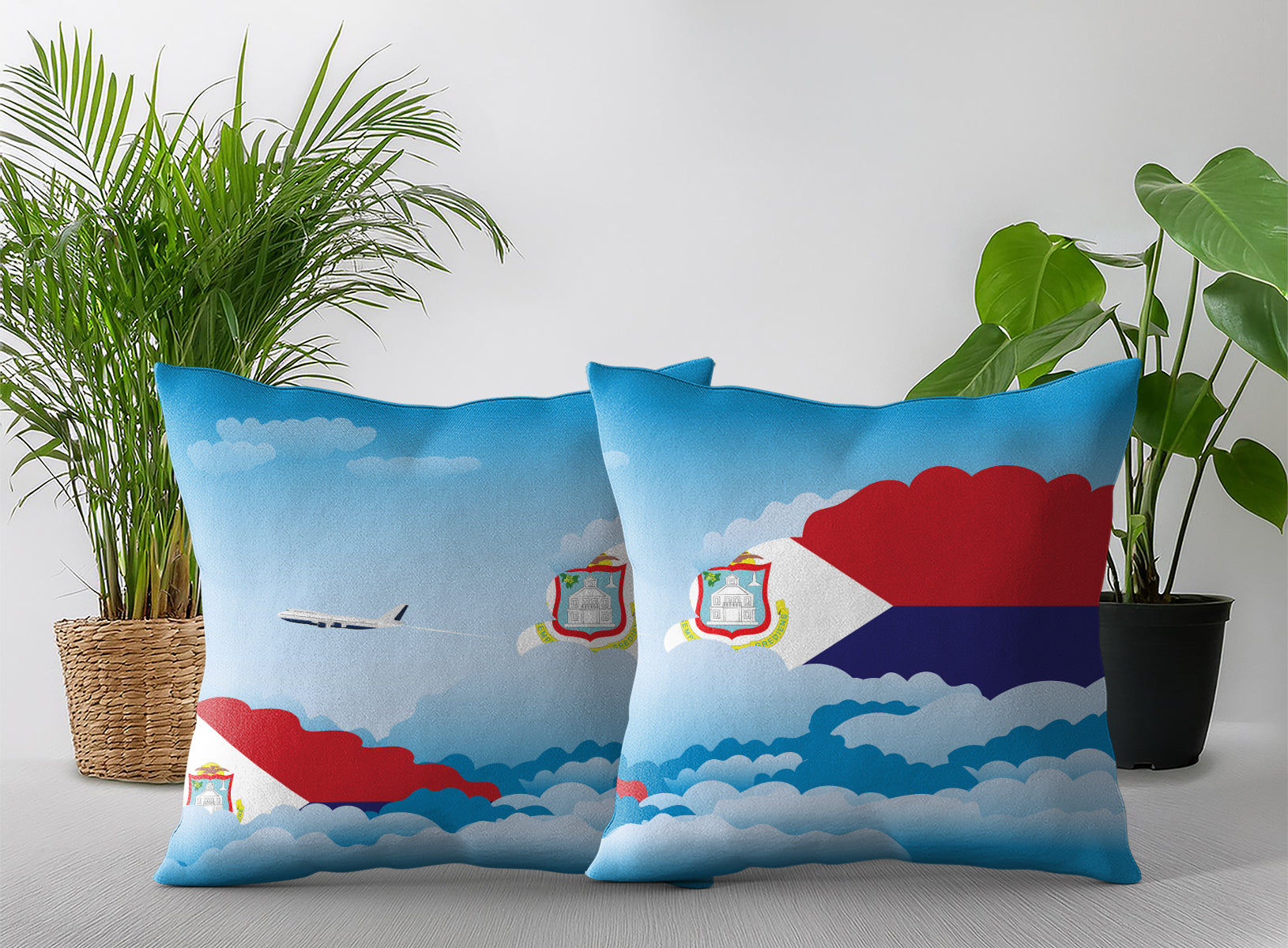 Saint Martin Day Clouds Pillow Case and Pillow Throw