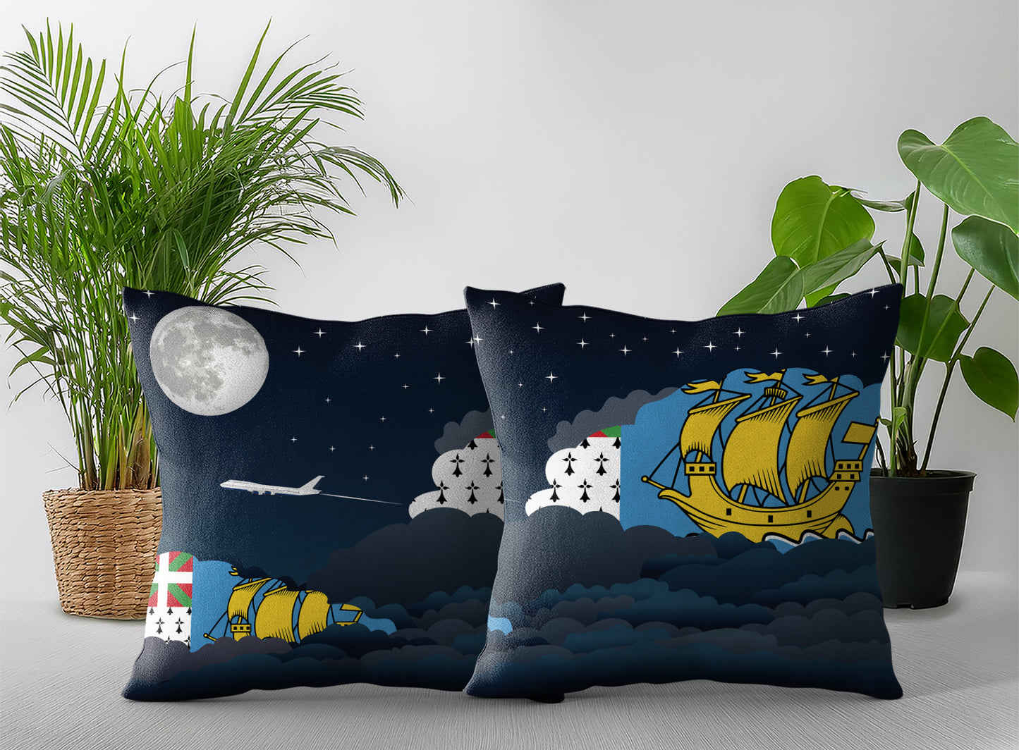 Saint Pierre Case and Miquelon Night Clouds Pillow Case and Pillow Throw