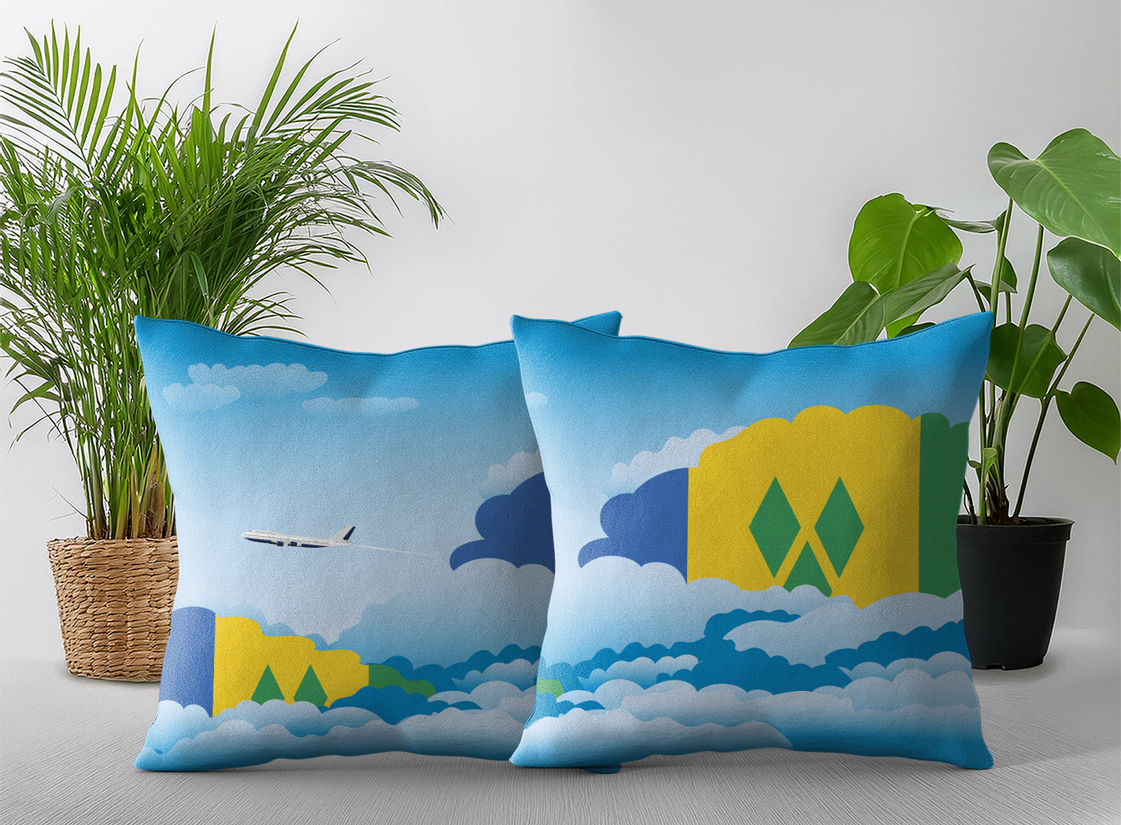 Saint Vincent Case and the Grenadines Day Clouds Pillow Case and Pillow Throw