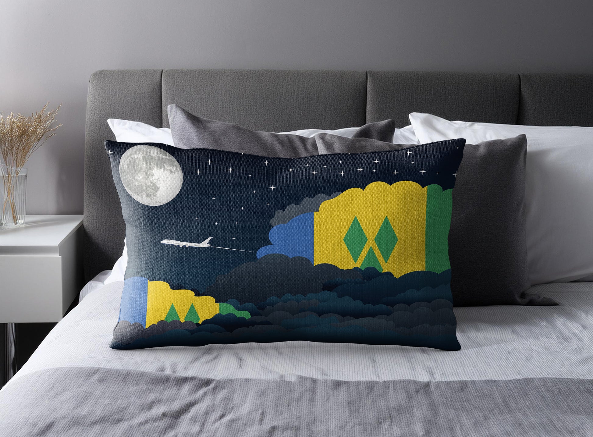 Saint Vincent Case and the Grenadines Night Clouds Pillow Case and Pillow Throw