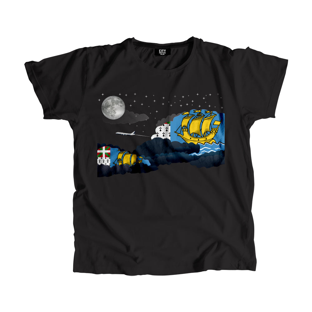 Saint Pierre and Miquelon Night Clouds Men Unisex T-Shirt