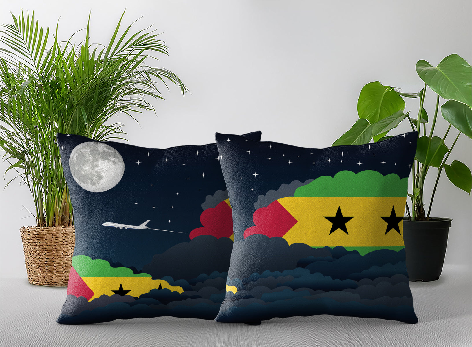 Sao Tome Case and Principe Night Clouds Pillow Case and Pillow Throw