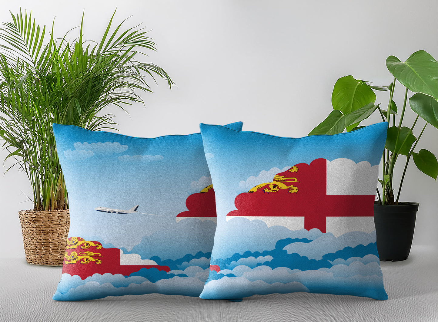 Sark Day Clouds Pillow Case and Pillow Throw