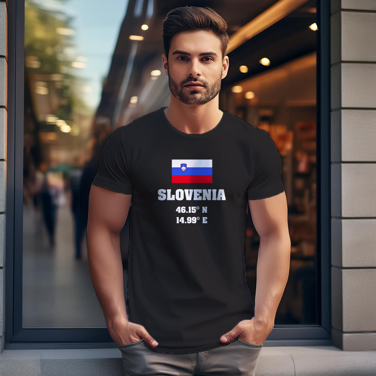 Slovenia Latitude Longitude Men Unisex T-Shirt
