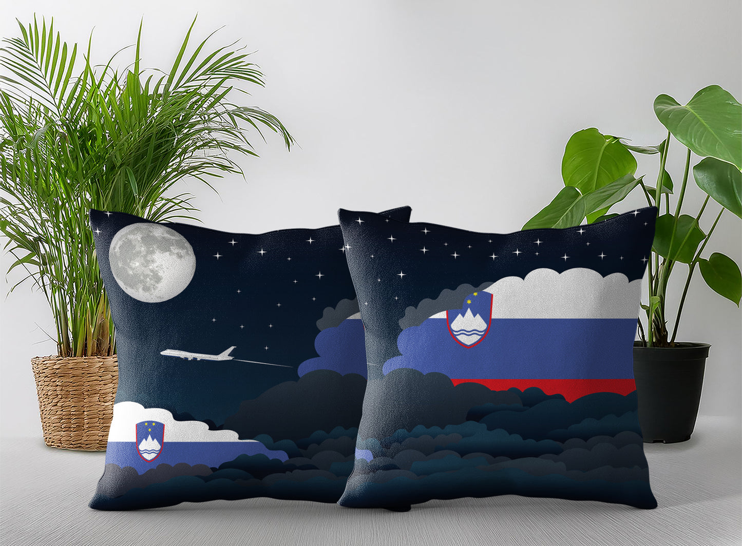 Slovenia Night Clouds Pillow Case and Pillow Throw