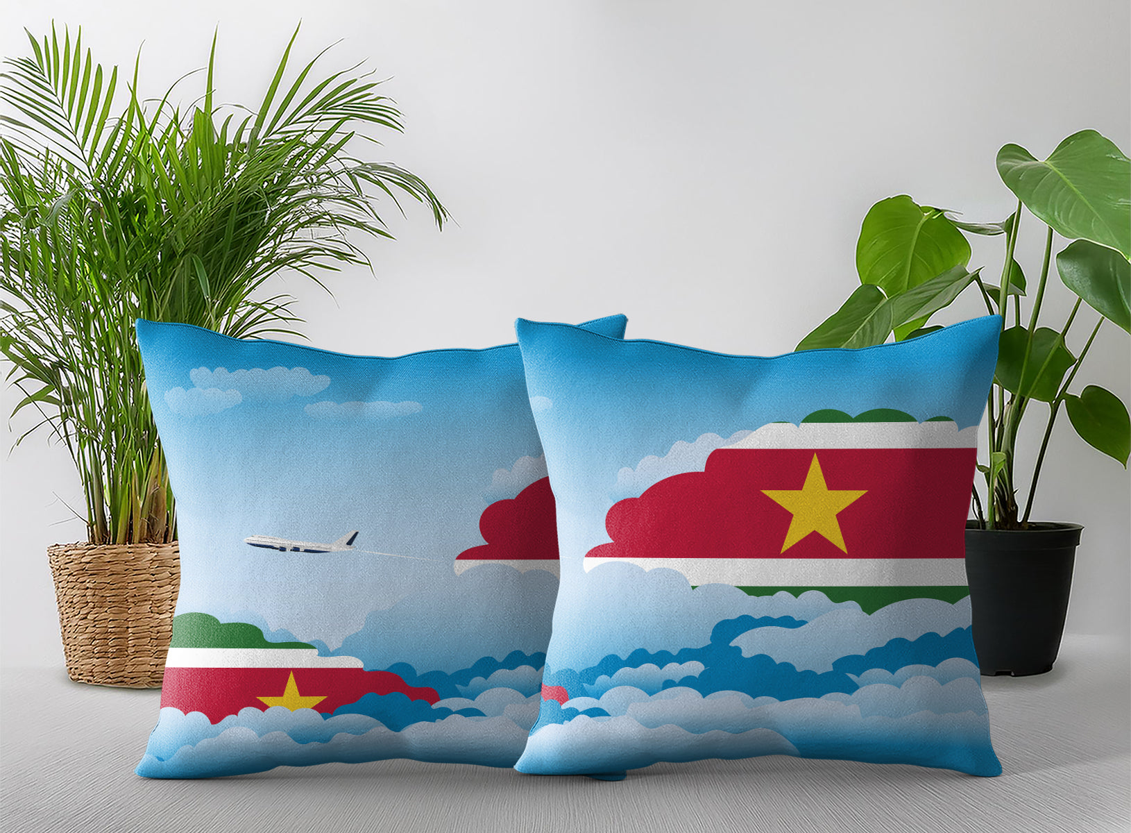 Suriname Day Clouds Pillow Case and Pillow Throw