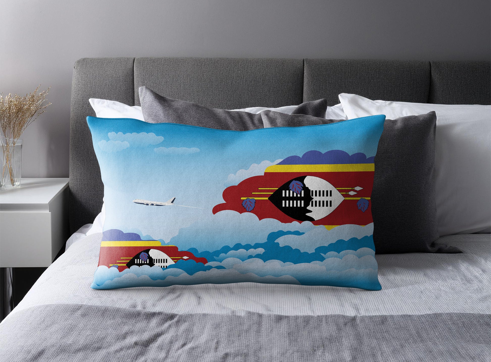 Swaziland Day Clouds Pillow Case and Pillow Throw