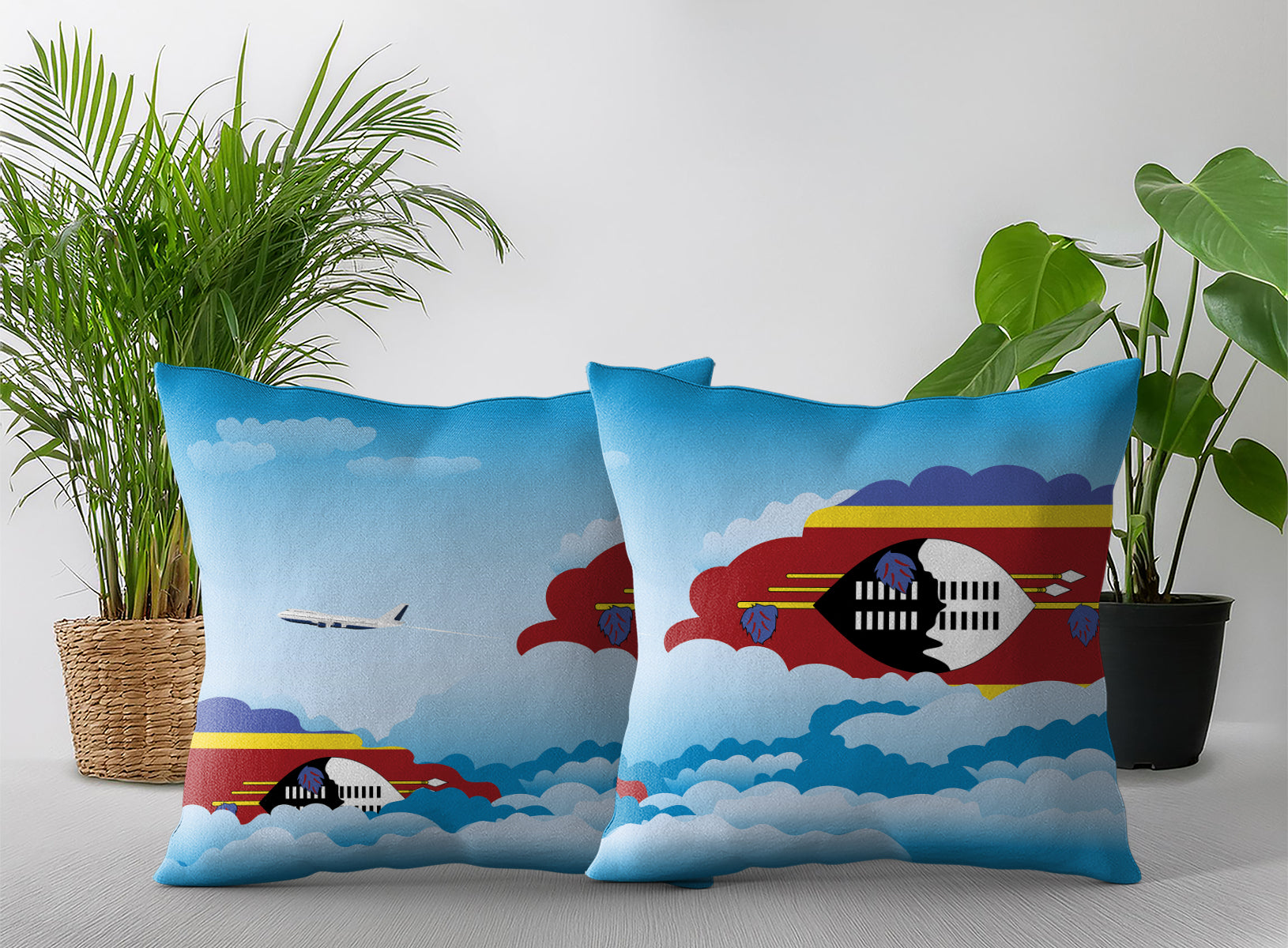 Swaziland Day Clouds Pillow Case and Pillow Throw