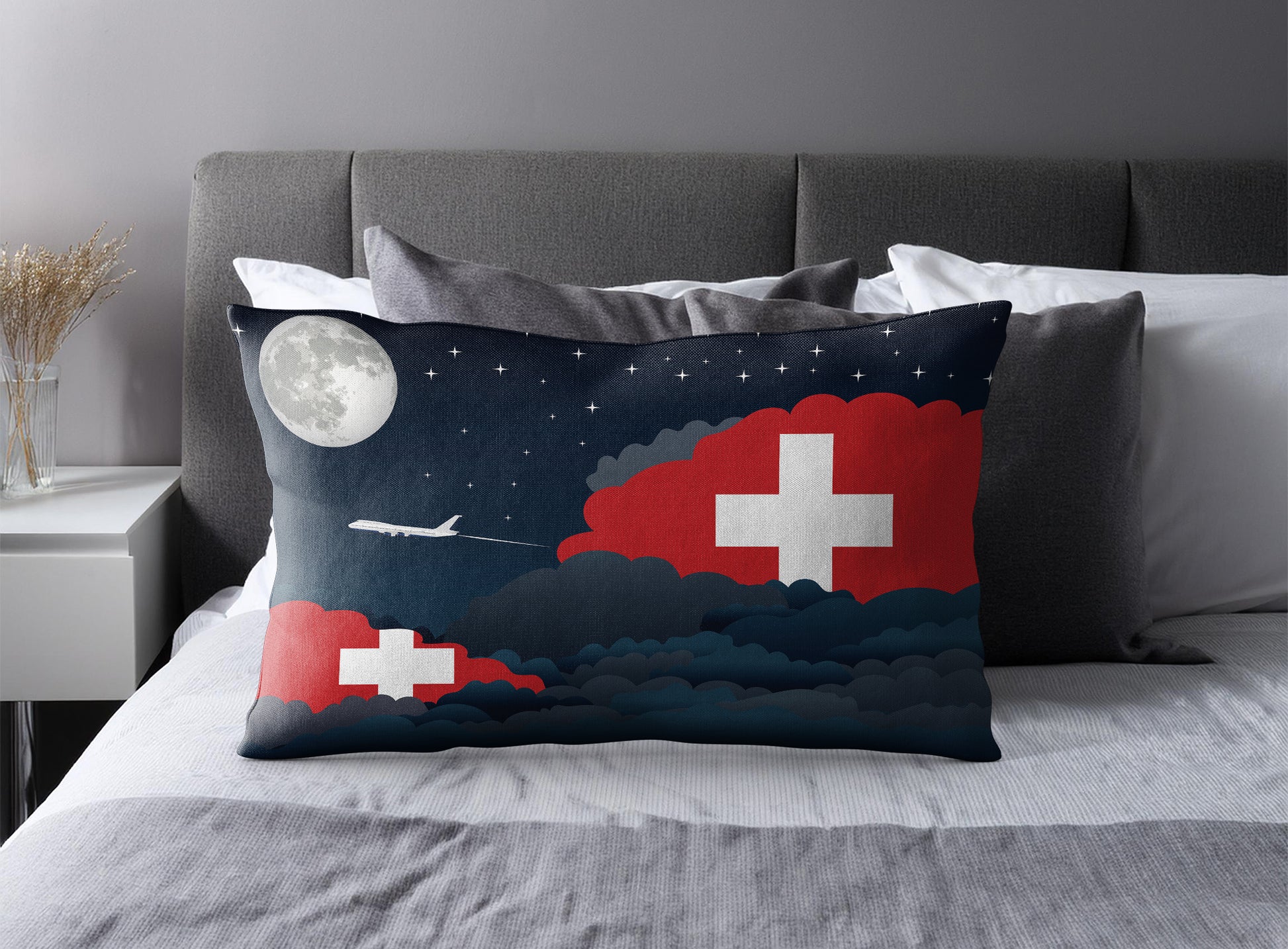 Switzerland Night Clouds Pillow Case and Pillow Throw