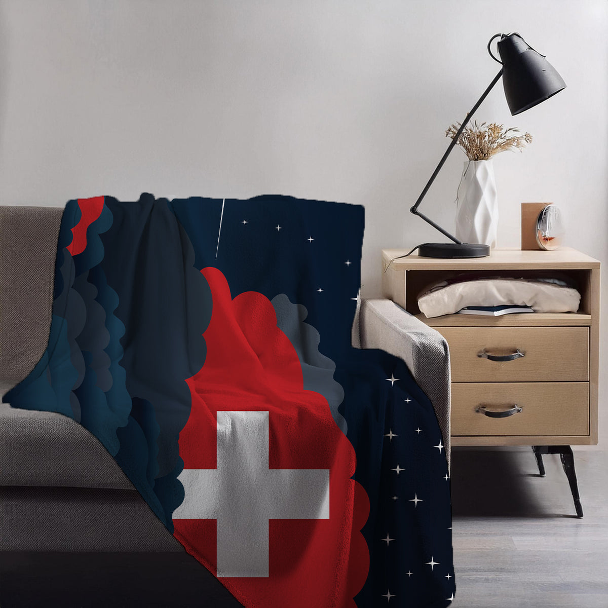 Switzerland Night Clouds Blanket Throw