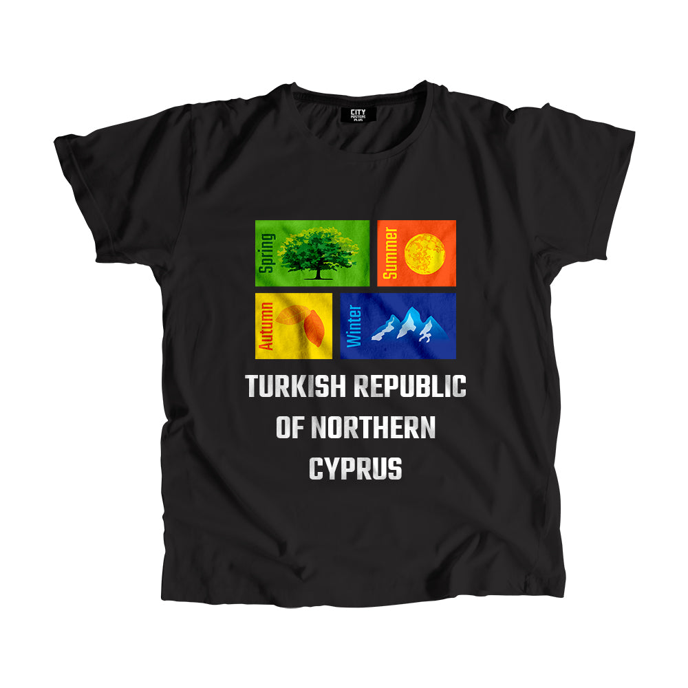 TURKISH REPUBLIC OF NORTHERN CYPRUS Seasons Men Unisex T-Shirt (Black)