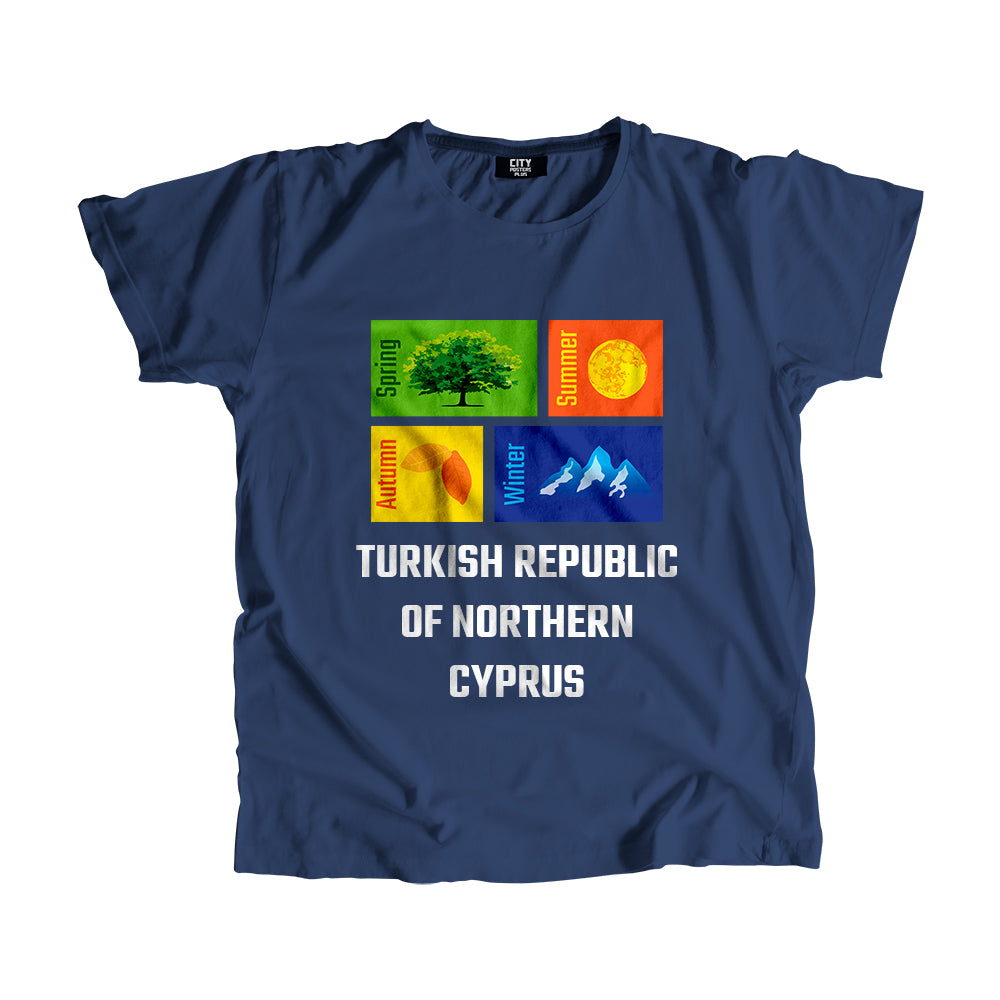 TURKISH REPUBLIC OF NORTHERN CYPRUS Seasons Men Unisex T-Shirt (Navy Blue)