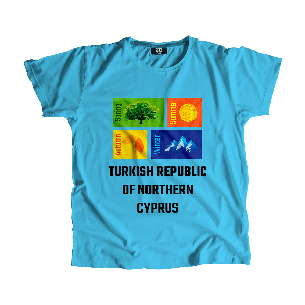 TURKISH REPUBLIC OF NORTHERN CYPRUS Seasons Men Unisex T-Shirt (Sky Blue)