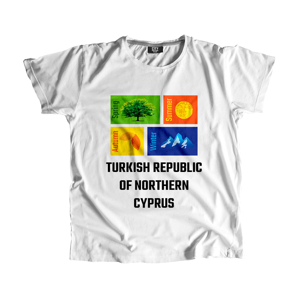 TURKISH REPUBLIC OF NORTHERN CYPRUS Seasons Men Unisex T-Shirt (White)