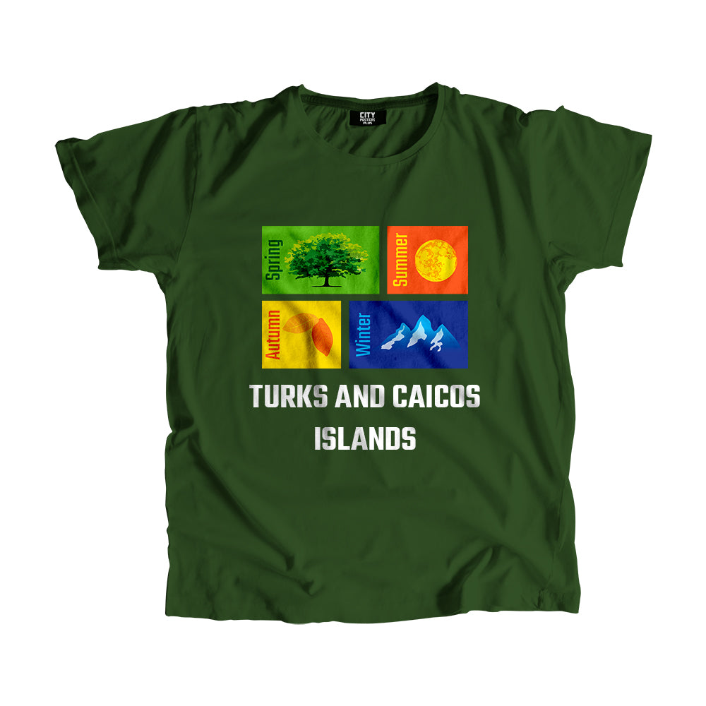 TURKS AND CAICOS ISLANDS Seasons Men Unisex T-Shirt (Olive Green)