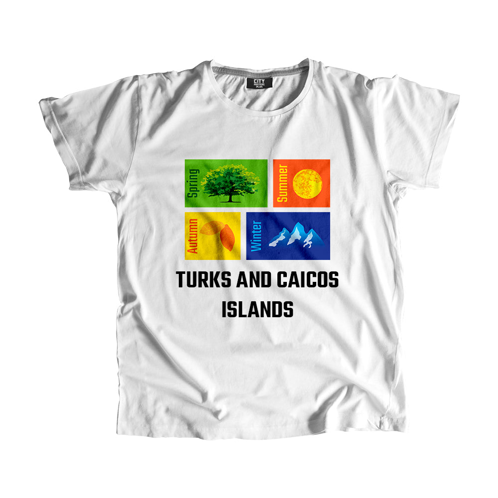 TURKS AND CAICOS ISLANDS Seasons Men Unisex T-Shirt (White)