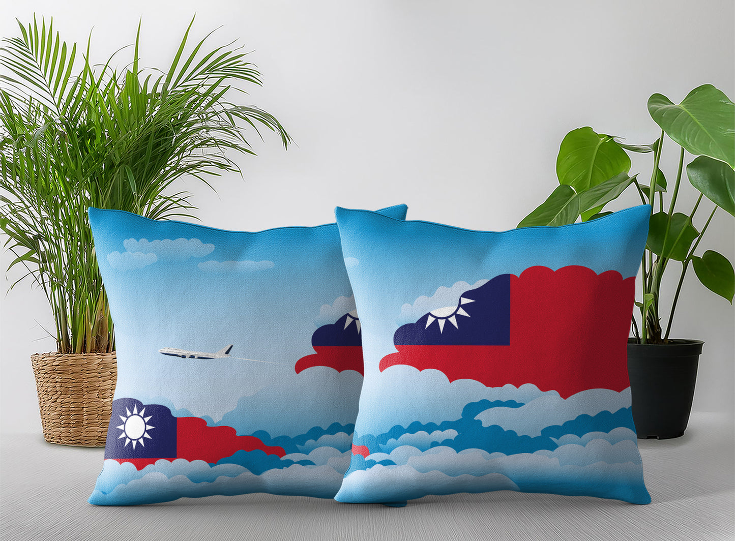Taiwan Day Clouds Pillow Case and Pillow Throw