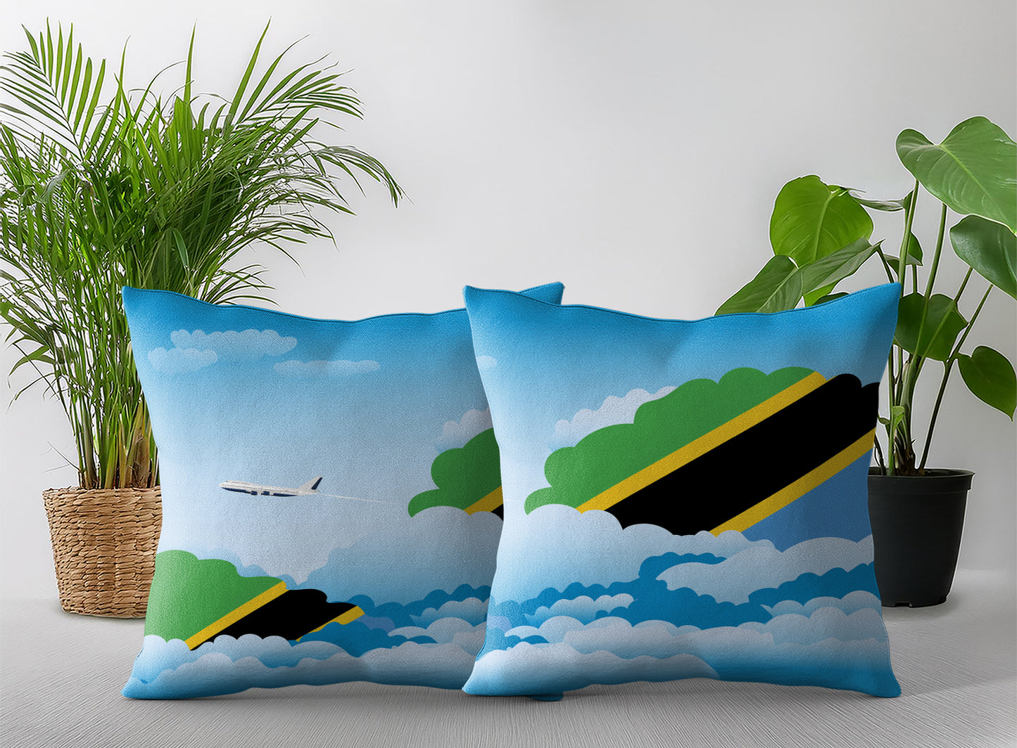 Tanzania Day Clouds Pillow Case and Pillow Throw