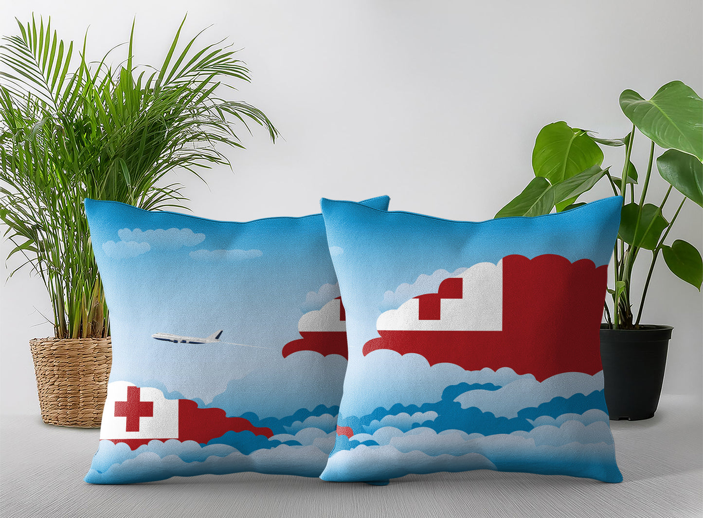 Tonga Day Clouds Pillow Case and Pillow Throw