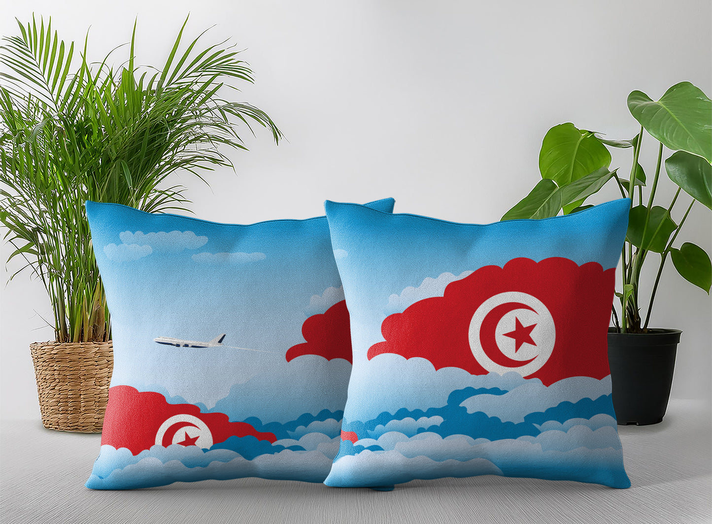 Tunisia Day Clouds Pillow Case and Pillow Throw