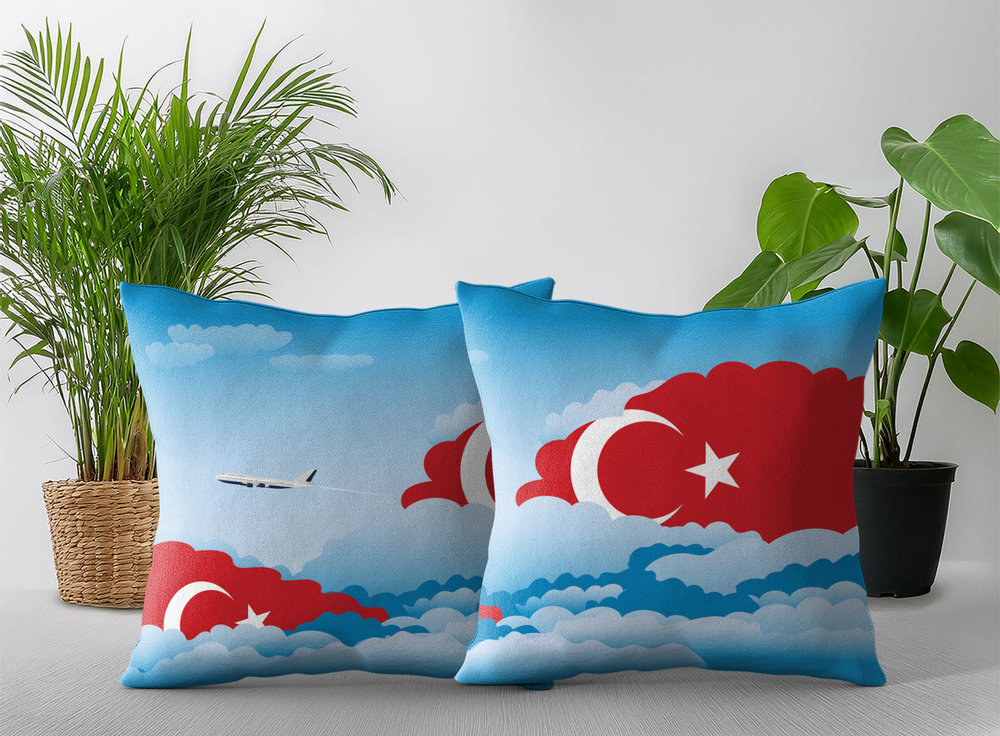 Turkey Day Clouds Pillow Case and Pillow Throw
